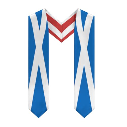 Scotland Scottish Flag Graduation Stole Sash Shawl for Men Women Thickened V-Neck Scarf Double-sided for International Students Teachers Study Aboard Graduate Gift 72 inches Unisex