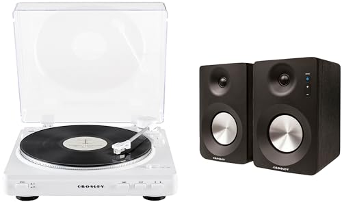 Image of Crosley KT400A-WH Fully Automatic Bluetooth 2-Speed Turntable Record Player with S100A Stereo Speakers, White