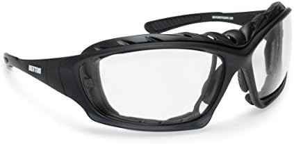 Bertoni Italy Motorcycle Goggles Padded Sunglasses - Photochromic Lens - Removable Clip for Prescription - Interchangeable Arms and Strap - mod. 366 Motorbike Bikers Glasses (Photochromic Lens)