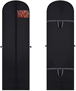 Opopark 2 Pack Long Dress Covers Garment Storage Bags, Eco-Friendly Dress Bags Covers Long Garment Bags PEVA Clothes Cover Bags with Zip, Waterproof Anti-mite Breathable for Storage and Travel (Black)