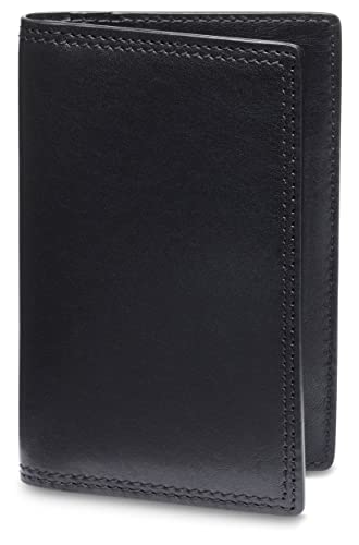 Bosca Men's Leather Card Holder Wallet - Slim Italia Dolce Calling Card Case Real Italian Tanned Leather Wallet For Men, Handstitched, RFID Blocking, Black