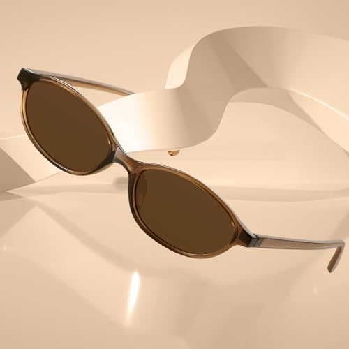 KUGUAOK Retro Oval Sunglasses for Women 90s Design Small Cat Eye Sun Glasses UV Protection Y2k Trendy Narrow Shades4