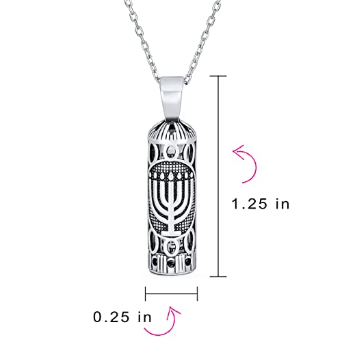 Bling Jewelry Hanukkah Magen Judaic Hamsa Hand, Star Of David Magen, Mezuzah Pendant with Parchment Scroll, Kabbalah Menorah Necklace For Bar Bat Mitzvah For Men Women .925 Sterling Silver3