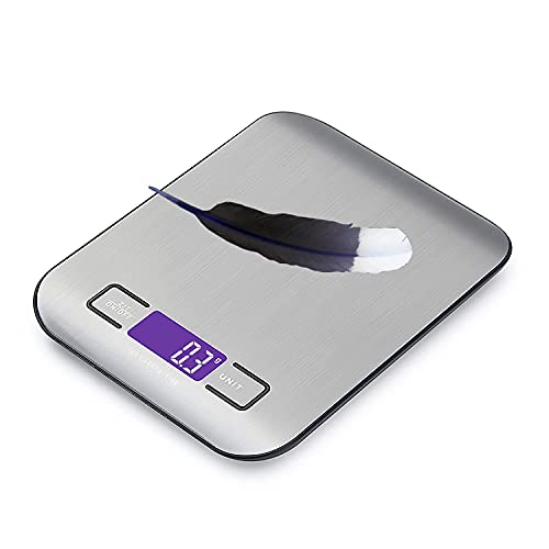 Ulixii Elektronische Küchenwaage Digital, Lebensmittel- / Koch- / Backwaage, LCD-Display, Edelstahl, Hochpräzise, 1g-5kg…