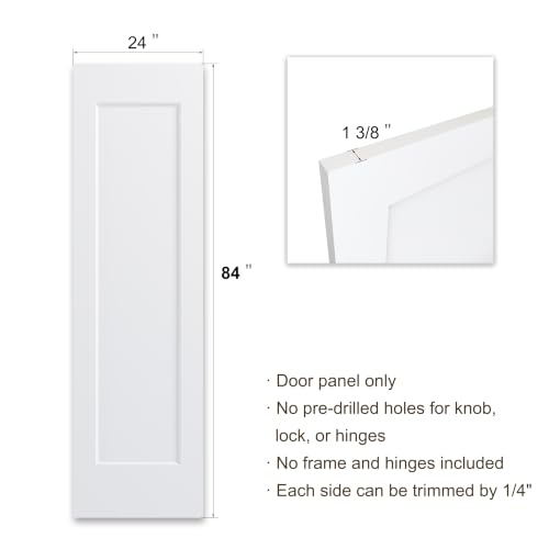 Image of BARNSMITH 24x84 in 1-Panel White Primed Molded Door Slab, Shaker Style Paintable Hollow Core Interior Door Panel, for Pocket, Swing, Sliding Door, Durable and Lightweight, No Assembly Required