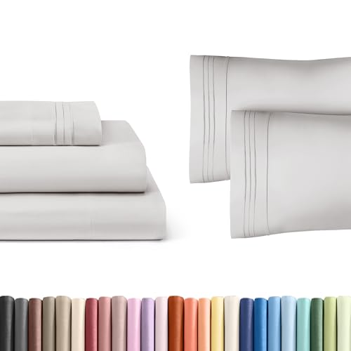 French Grey 3-Piece Sheet Set & Pillowcase Bedding Bundle (Twin Size) - Complete Twin Sheet Set & 2 Pillowcases with Deep Pockets up to 16 inches - Hotel Luxury Quality - Soft, Breathable & Cooling - image 1