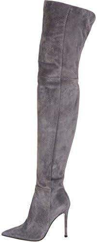 Cicime Women's Melanie Grey Suede Stiletto High Heel Slip On Over-the-Knee Boots 8.5 M US