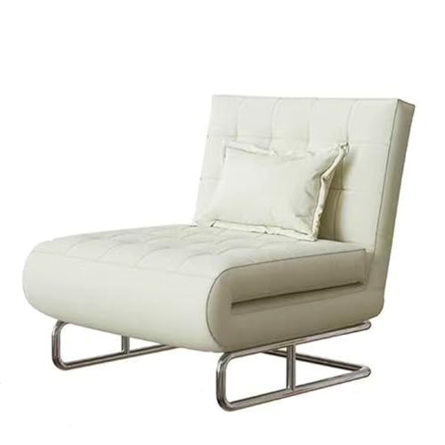 GAOBINGB Sofá cama convertible, tumbona, sillón cama con respaldo y almohada ajustables de 5 posiciones, sillas futón individuales para espacios pequeños, oficina en casa, blanco, pequeño
