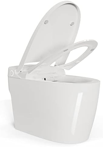 Little Meerkat Modern Smart Toilet | Intelligent Smart Toilets For Bathrooms | One Piece Electric Tankless Smart Toilet With Soft Night Light & Heated Seat & Toilet Automatic Flush, White