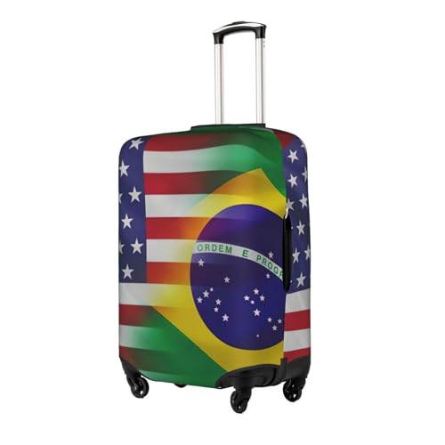 American And Brazilian Flags Print Suitcase Protector Dust-Proof Case Men Women Travel Fits 18-32 Inch Luggage2