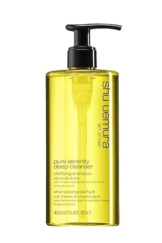 Shu Uemura, Szampon oczyszczający Pure Serenity, tłusta skóra głowy i włosy, wzbogacony biotechnologicznymi fermentami inspirowanymi onsenem i cytrusami yuzu, dla gładkich, błyszczących włosów, 400 ml