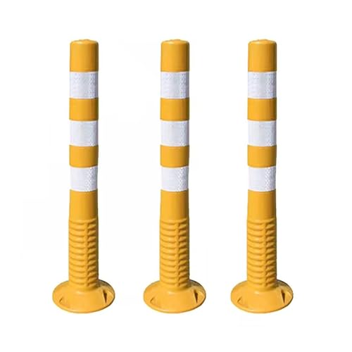 Stiwaup 3 Pack Flexible Delineator Traffic Safety Bollard, High Visibility Car Parking Barriers For Garage, Private Driveway Security Post For Parking Lot Shopping Mall School Hotel Crowd Control