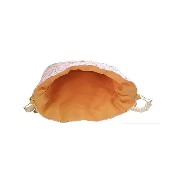 DUCHESS Women's Gota Patti Pink Potli Bag Purse with Pearl Handle (Pack of 5) - Image 6