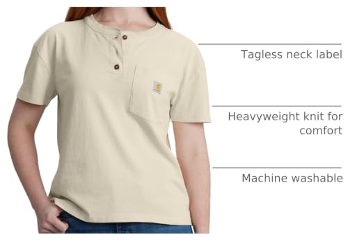 Image of Carhartt Women's 106813 Women's Loose Fit Short-Sleeve Heavyweight Henley T-Shi