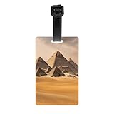 Juego de etiquetas de equipaje con impresión de pirámides de Egipto para maletas, fácil de identificar