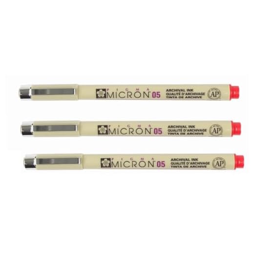 Sakura Pigma Micron - Pigment Fineliners - 0.5mm - Red [Pack of 3]
