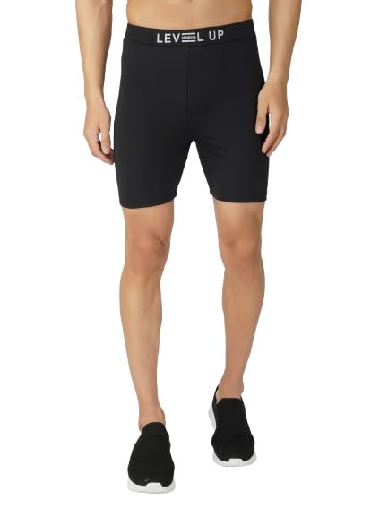 Image of Tights for Men's Skin Tight Shorts for Gym, Running, Cycling, Swimming, Basketball, Cricket, Yoga, Football, Tennis, Badminton & Many More Sports (in, Alpha, XL, Regular, Black)