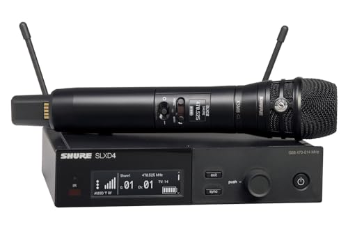 Image of Shure SLXD24 /K8B Digital Wireless Microphone System - Includes SLXD2 Handheld Transmitter with KSM8 Black Vocal Mic Capsule and SLXD4 Single Channel Rack Mount Receiver | G58 Band (SLXD24 /K8B-G58) | SLX-D Digital Wireless with KSM8 capsule and 8-hour battery for vocals, presentations and clubs