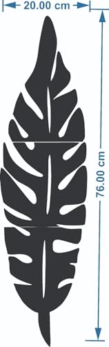 Image of Bikri Kendra - Banana Leaf Silver Mirror Stickers for Wall, Wall Mirror Stickers, 3D Acrylic Stickers, Plum Feather, Wall Stickers for Hall Room, Living Room Bed Room, Kitchen