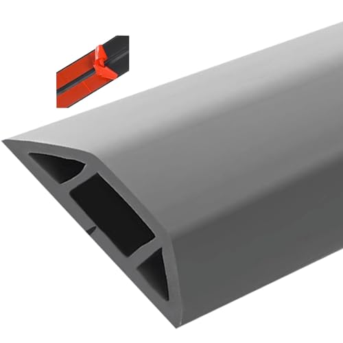 Canaleta para cables de efecto madera, semicircular, con adhesivo autoadhesivo y pintable, para ocultar y gestionar cables / Negro de 20 mm (79/100 pulgadas) y Gris de 40 mm (1 57/100 pulgadas) miniatura 1