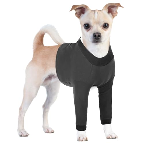 CITÉTOILE Hundebody Nach Op, Wundschutzanzüge für Hunde Mit Bein, Vornebeinschutz für Verletzung Hund, Anti-Wundlecken Op Body Hunde, E-Kragen Alternative, Grau, S