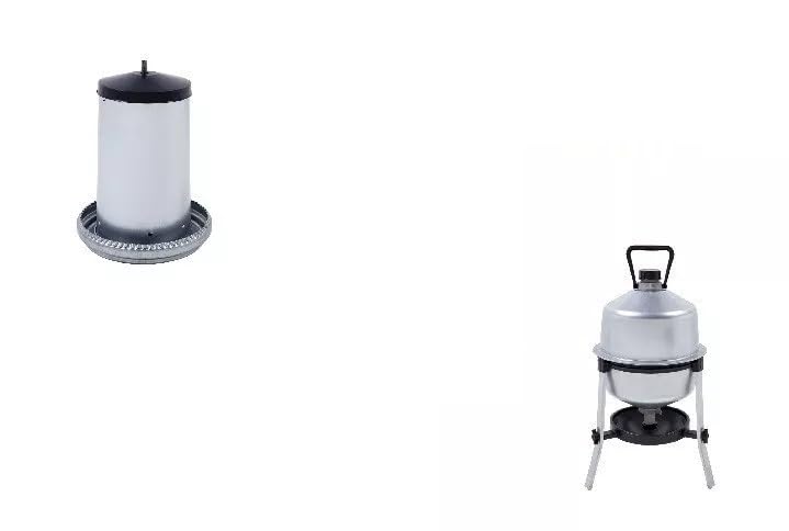 MANGIATOIA PER POLLI E GALLINE MOD. KG 18 IN LAMIERA E ABBEVERATOIO PER POLLI E GALLINE DA LT 21- MADE IN ITALY-