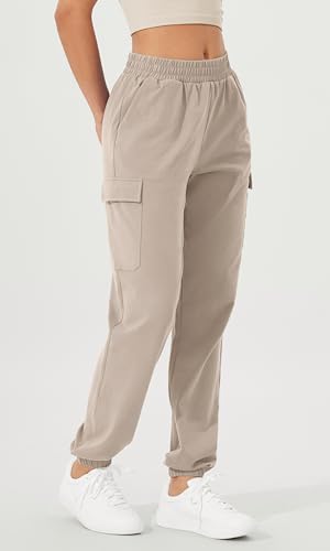 ODODOS Cargo Jogger Pants for Women Purevibe Cotton Mid Waist Track Cuff Lounge Sweatpant with Pockets3