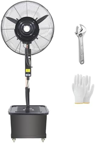 26" & 30" Outdoor Misting Fan - Adjustable Pedestal Cooling Fan with 3 Speeds, Waterproof Industrial Mist System, 43L Water Tank for Patios & Greenhouses (380W)