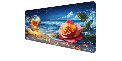 Mouse pad gamer rose XXL tapis de souris antidérapant pour bureau de PC
