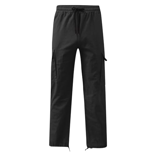 Cargo Pants Men Drawstring Straight Leg Hiking Pants Casual Relaxed Fit Outdoor Workout Joggers Trousers with Pockets3