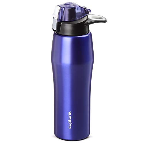 Cupture Action Water Bottle Flip Top With Handle - 22Oz Stainless Steel Vacuum-Insulated (Purple) #TOP15