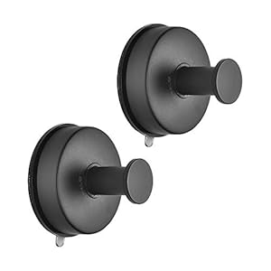 JOMOLA 2 STKS Rvs Badkamer Handdoek Haak Zuignap Houder Utility Douche Haken Hanger voor Handdoek Opslag Keukengerei Vacuüm Zuignap Haken, Mat Zwart Suction Towel Hooks Hanger