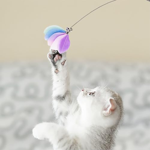 JXFUKAL Cat Feather Toy Refills, 6Pcs Simulation Bird Mouse Bee Worm Feather Cat Lures Cat Wand Attachment Cat Toys Replacement for Kitty Kitten Indoor Cats Cat Accessories - Thumbnail 2