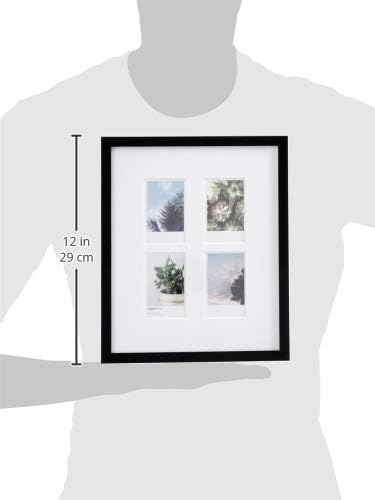 Amazon Basics Photo Frame for use with Instax - 4-Opening - 3.25"x2", Black