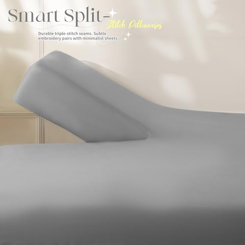 Manyshofu 4 Piece Split Head California King Sheets Sets for Adjustable Bed Sheet, Flex Head Split Top Cal King Sheets Grey Sheet Set - 1800 Thread Count Bedding Set with 14-16 Inch Deep Pockets by Manyshofu - Image 4