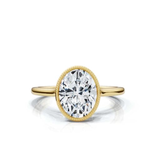 1 CT-5 CT Moissanite Engagement Ring, 10K/14K/18K Solid Gold & 925 Sterling Silver, Wedding Bridal Ring Set, Milgrain Bezel Solitaire Anniversary for Her