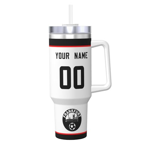 Frankfurt Personalisiert Thermobecher,Edelstahl Trinkflasche Tasse mit Deckel und Strohhalm 1.2L(40 OZ) - Perfekt für Geburtstage und Weihnachten!