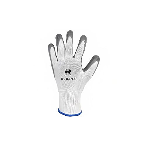 Image of Pack Of 24 Pairs Grey-White Nitrile Coated Safety Gloves - Heavy-Duty Protection for Work and Home