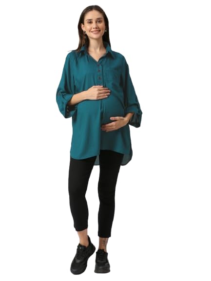 Rayon Casual Maternity Shirt|Black-picture-44
