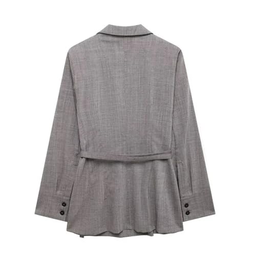 Women Notch Collar Belt Blazer Single Breasted Casual Long Sleeve Blazers Jacket Tops2