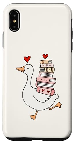 Silly Goose Loves Books Funny Duck Reading ���w �X�}�z�P�[�X iPhone XS Max �p