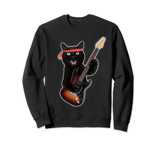 Amante de los gatos negros de época, guitarra de regalo de l Sudadera