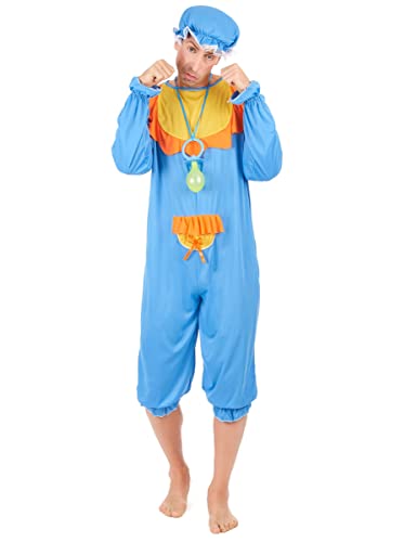 DEGUISE TOI - Déguisement bébé bleu et jaune homme - Combinaison - Bonnet - Taille Unique (42) - Bleu - Déguisements adultes - 100% Polyester - A la main -...