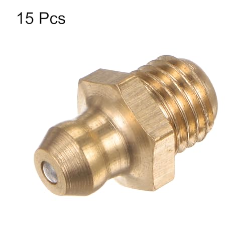 Image of HARFINGTON 15pcs Brass Straight Grease Fitting 5 /16 inch-24 SAE Thread Hydraulic Grease Nipple Accessories for Car