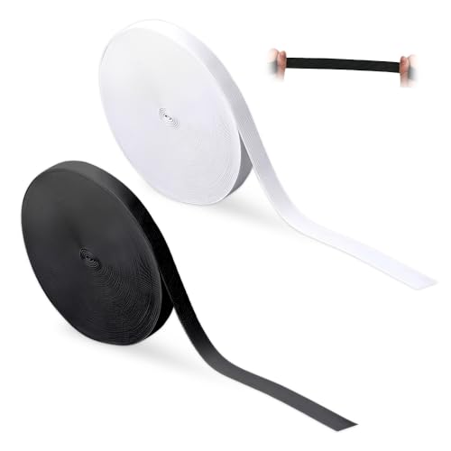 HMCEY 2 Rouleaux Bande Elastique Couture 1 cm X 10 m,élastique Ceinture Pantalon,Bande élastique à Coudre Elastic,Elastiques Noir et Blanc,Elastic Band...