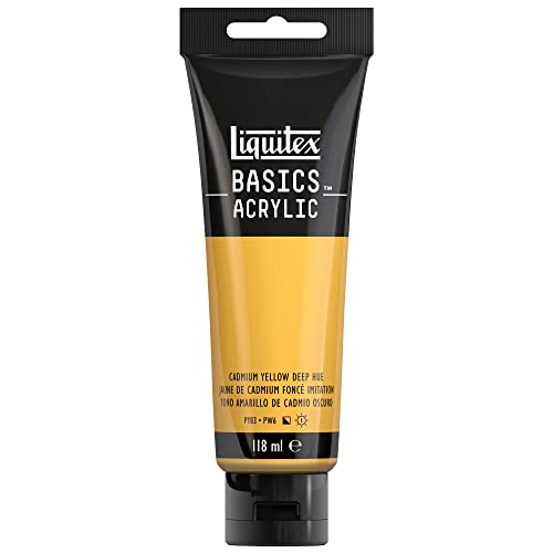 Liquitex Basic Acrylic - Tubo de Pintura Acrílica, 118 ML, Amarillo (Tono Amarillo De Cadmio Oscuro Nuevo)