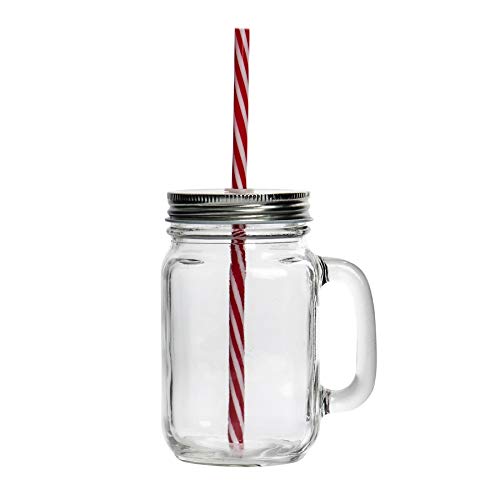 Rink Drink Drinking Mason Jars with Lids and Reusable Straw - Pack of 4-450ml Glass Drinking Jar Mugs with Handles and Screw Top for Overnight Oats, Smoothies, Cocktails, Drinks - Image 5