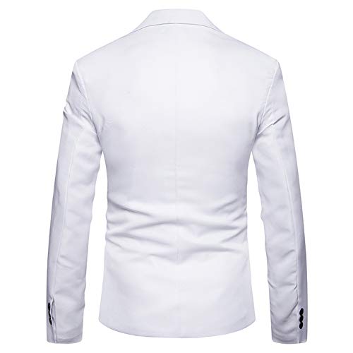 YOUTHUP Blazer Homme Slim Fit Formel Élégant Mode Moderne Costume d'affaires Mariage Bal, Blanc, L - Image 4