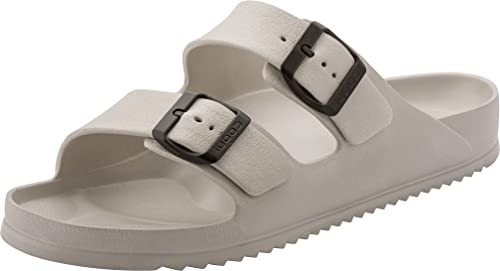 Coqui Herren Badeschuhe Duschschuhe Slider Sandalen Freizeitsandalen Hausschuhe Slipper Pantoletten Gummi antibakteriell rutschfest 8301 (Grau, Numeric_44)