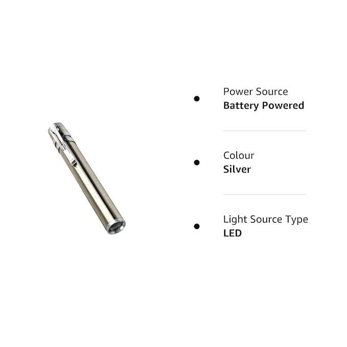 Medical aluminum pocket pen torch for doctors | Nurse | Medical Students | Moon light | Super Bright | Free battery (silver) Medical aluminum pocket pen torch for doctors | Nurse | Medical Students | Moon light | Super Bright | Free battery (silver)